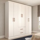 Guarda-roupa Solteiro Belmont 6 Portas 2 Gavetas Branco - Pan