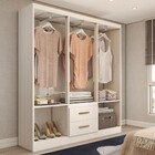 Guarda-roupa Solteiro Belmont 6 Portas 2 Gavetas Branco - Pan