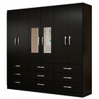 Guarda-roupa Solteiro Bergamo 6 Portas 9 Gavetas Com Espelho
