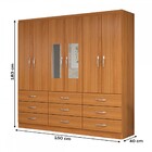 Guarda-roupa Solteiro Bergamo 6 Portas 9 Gavetas Com Espelho