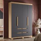 Guarda Roupa Solteiro Betina 4 Portas 4 Gavetas Nature Titani