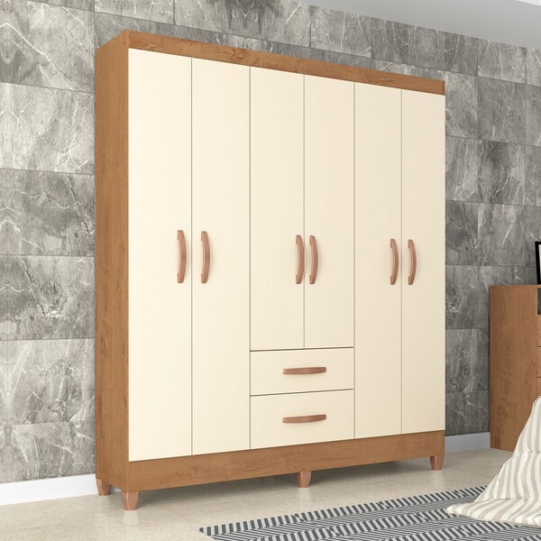 Guarda-roupa Solteiro Brasília 6 Portas 2 Gavetas Canelato Ru