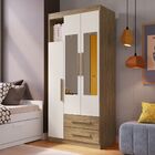 Guarda-roupa Solteiro Bromelia 3 Portas 2 Gavetas Com Espelho