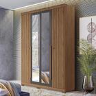 Guarda Roupa Solteiro Buriti Ripado 4 Portas Com Espelho E Pé