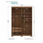 Guarda Roupa Solteiro Buriti Ripado 4 Portas Com Espelho E Pé