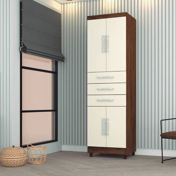 Guarda Roupa Solteiro Candara 60cm 4 Portas Imbuia Champagne