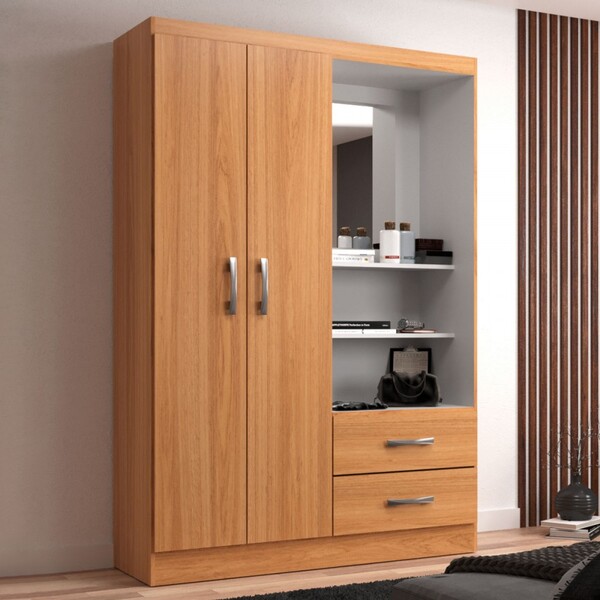 Guarda-roupa Solteiro Capelinha 2 Portas 2 Gavetas Com Espelh
