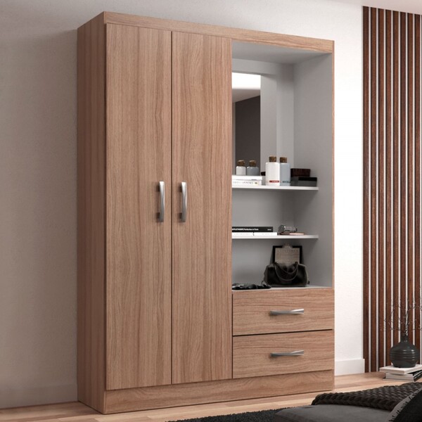 Guarda-roupa Solteiro Capelinha 2 Portas 2 Gavetas Com Espelh