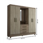 Guarda-roupa Solteiro Capelinha 4 Portas 3 Gavetas Com Espelh