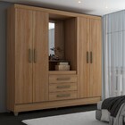 Guarda-roupa Solteiro Capelinha 4 Portas 3 Gavetas Com Espelh