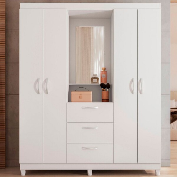 Guarda-roupa Solteiro Capelinha Clapton 4 Portas 3 Gavetas Co