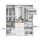 Guarda-roupa Solteiro Capelinha Clapton 4 Portas 3 Gavetas Co