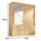 Guarda Roupa Solteiro Capri 2 Portas 6 Gavetas C/ Espelho