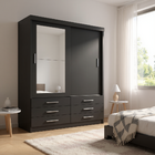 Guarda Roupa Solteiro Capri 2 Portas 6 Gavetas C/ Espelho