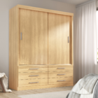 Guarda Roupa Solteiro Capri 2 Portas Correr 6 Gavetas