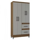 Guarda-roupa Solteiro Capri 4 Portas 2 Gavetas Castanho/off W