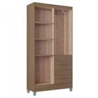 Guarda-roupa Solteiro Capri 4 Portas 2 Gavetas Castanho - Poq