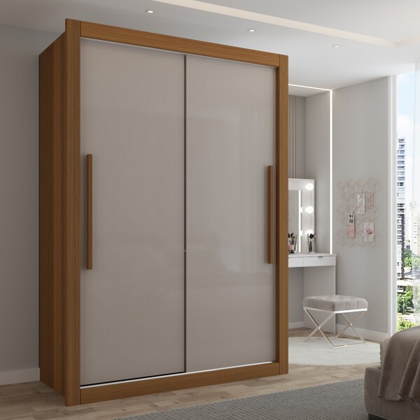 Guarda-roupa Solteiro Cardiff 2 Portas 2 Gavetas Cinamomo/off