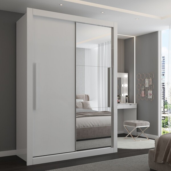 Guarda-roupa Solteiro Cardiff 2 Portas 2 Gavetas Com Espelho