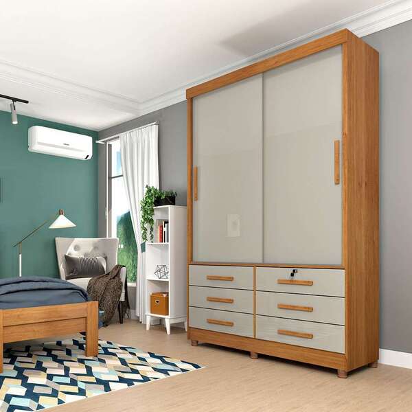 Guarda-roupa Solteiro Chicago Com Pés 2 Pt 6 Gv Cinamomo E Of