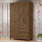 Guarda Roupa Solteiro Chile 4 Portas E 2 Gavetas Castanho Woo