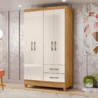 Guarda Roupa Solteiro Chile 4 Portas Freijó Off White Moval