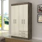 Guarda-roupa Solteiro Chile 4 Pt 2 Gv Off White E Nogal