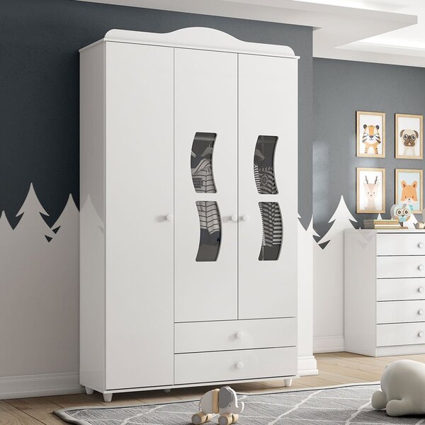 Guarda-Roupa Solteiro Ciranda I115 3 Portas 2 Gavetas Henn