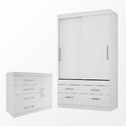 Guarda Roupa Solteiro Click 2 Portas E 4 Gavetas + Comoda 1 P