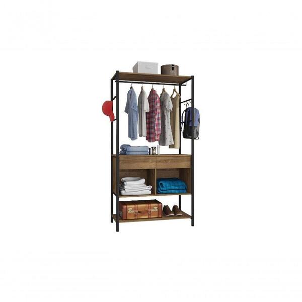 Guarda Roupa Solteiro Closet 2 Gavetas Preto/demolição