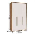 Guarda-roupa Solteiro Coimbra 3 Portas 3 Gavetas Freijo/off W