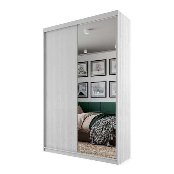 Guarda-roupa Solteiro Com 1 Espelho Lugano 2 Pt 2 Gv Branco