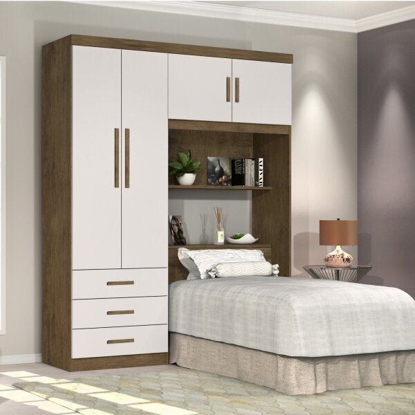 Guarda-roupa Solteiro Com Cabeceira 4 Portas Cancun  Jequitib