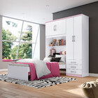 Guarda Roupa Solteiro Com Cama E Nicho04 Portas Hortelã Henn