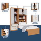 Guarda-roupa Solteiro Com Cama Solteiro 4 Portas 3 Gavetas Ad