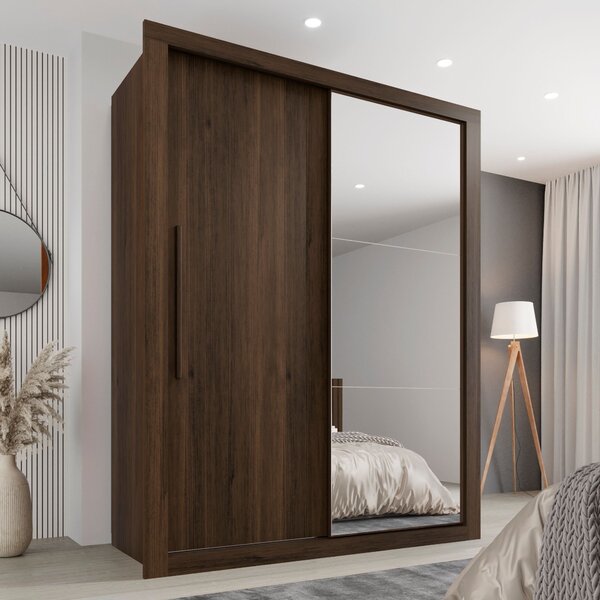 Guarda Roupa Solteiro Com Espelho 2 Portas 2 Gavetas Costa Ri