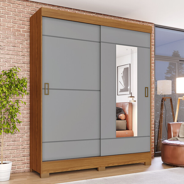 Guarda Roupa Solteiro Com Espelho 2 Portas 2 Gavetas Jackie C