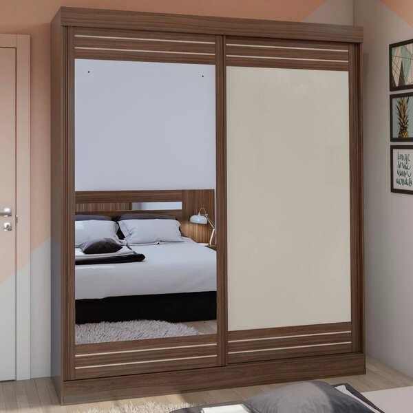 Guarda-roupa Solteiro Com Espelho 2 Portas 2 Gavetas Prestige