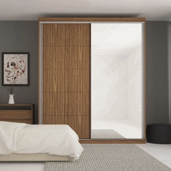 Guarda Roupa Solteiro Com Espelho 2 Portas 2 Gavetas South Ma