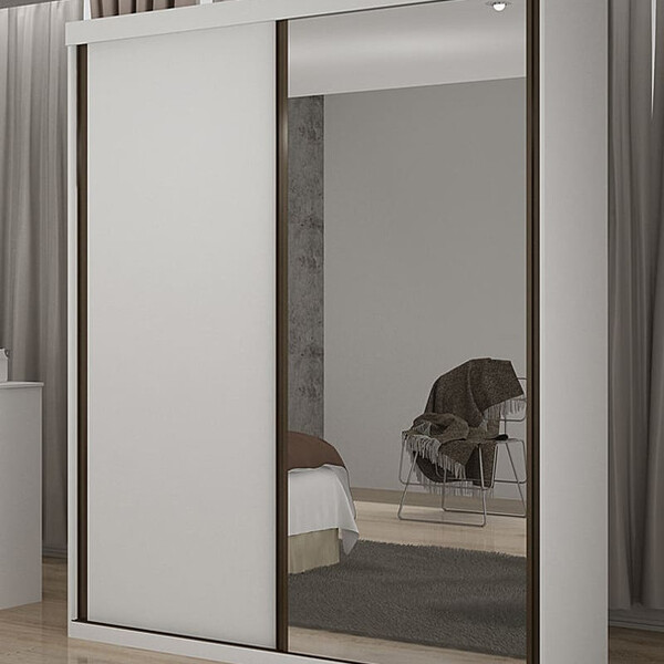 Guarda Roupa Solteiro Com Espelho 2 Portas 3 Gavetas - Búzios