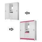 Guarda Roupa Solteiro Com Espelho 2 Portas 3 Gavetas Color Fl