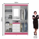 Guarda Roupa Solteiro Com Espelho 2 Portas 3 Gavetas Color Fl