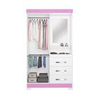 Guarda-Roupa Solteiro com Espelho 2 Portas 3 Gavetas Paris No