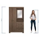 Guarda-Roupa Solteiro com Espelho 2 Portas 3 Gavetas Paris No