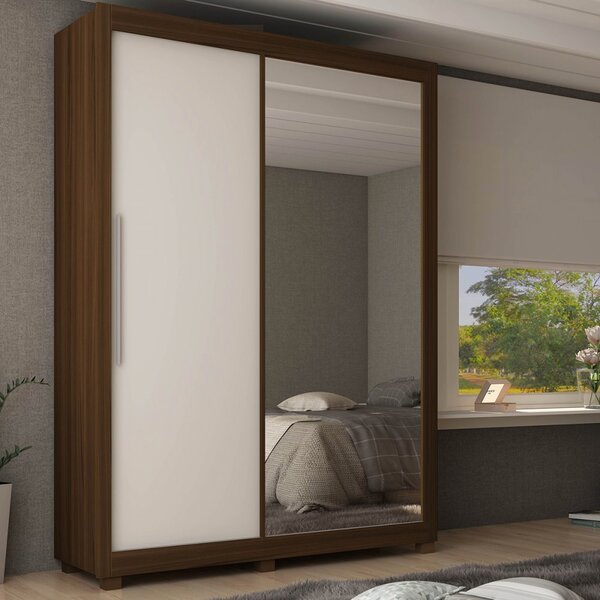 Guarda Roupa Solteiro Com Espelho 2 Portas 3 Gavetas Royale G