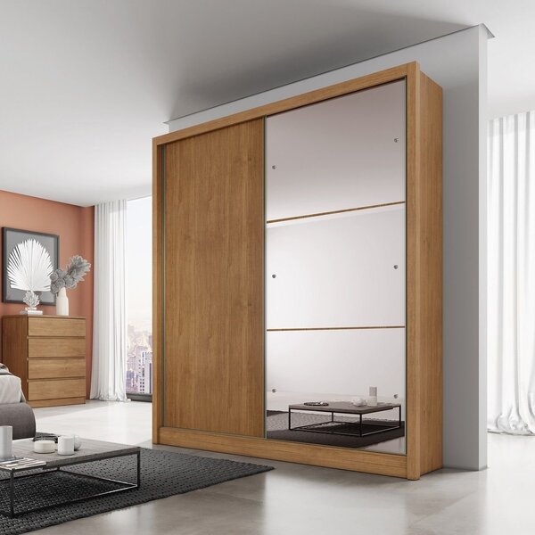 Guarda Roupa Solteiro Com Espelho 2 Portas 3 Gavetas Toronto