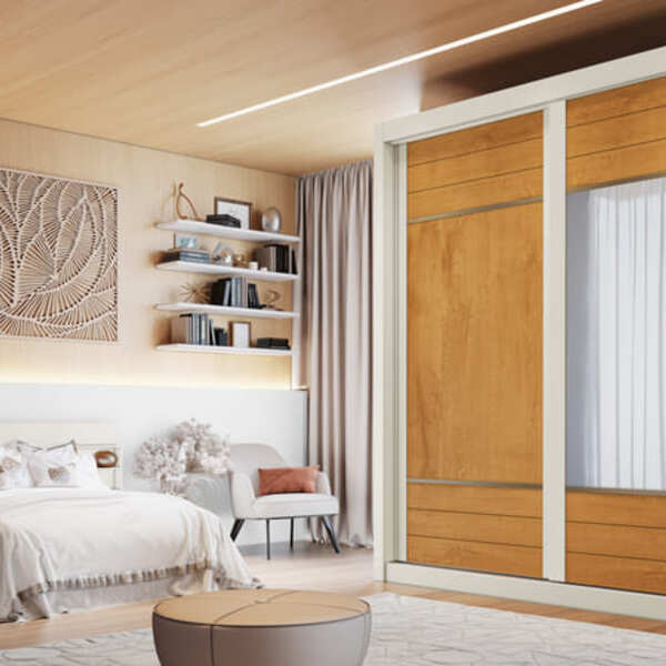 Guarda Roupa Solteiro Com Espelho 2 Portas 4 Gavetas - Bristo