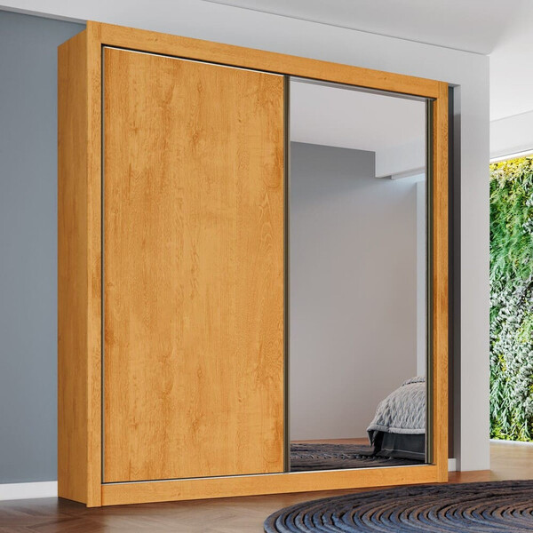 Guarda Roupa Solteiro Com Espelho 2 Portas 4 Gavetas - Zuriqu