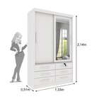 Guarda Roupa Solteiro Com Espelho 2 Portas 6 Gavetas 133cm Ch