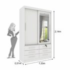 Guarda Roupa Solteiro Com Espelho 2 Portas 6 Gavetas 133cm Ch